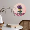 Stoel - Vaas - Bloemen - Geblokt Wandcirkel behangsticker klein -sfeer3