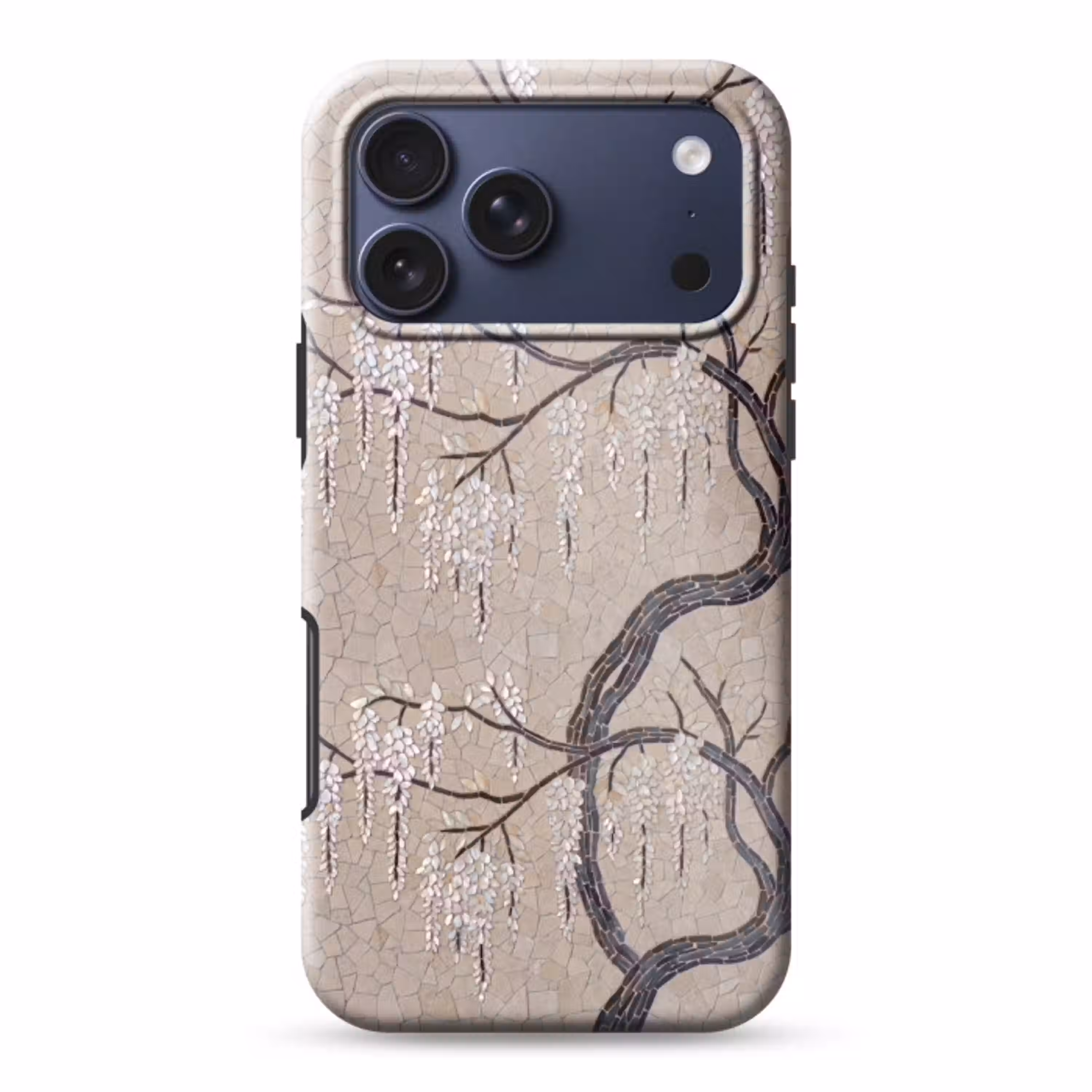 Boom - Bloemen - Mozaïek - Kunst - Wit Toughcase MagSafe Apple iPhone 17 Pro Max klein -3d