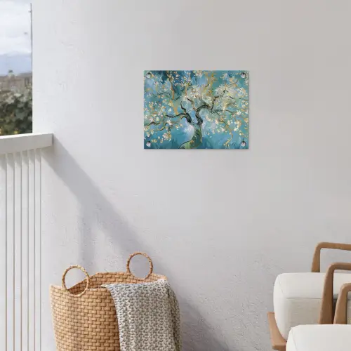 Amandelbloesem boom - Blauw - Abstract tuinposter los doek klein -sfeer8