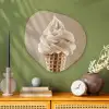 IJs - Softijs - Romig - Hoorntje - Beige Wandcirkel Organisch Plexiglas middel -sfeer2