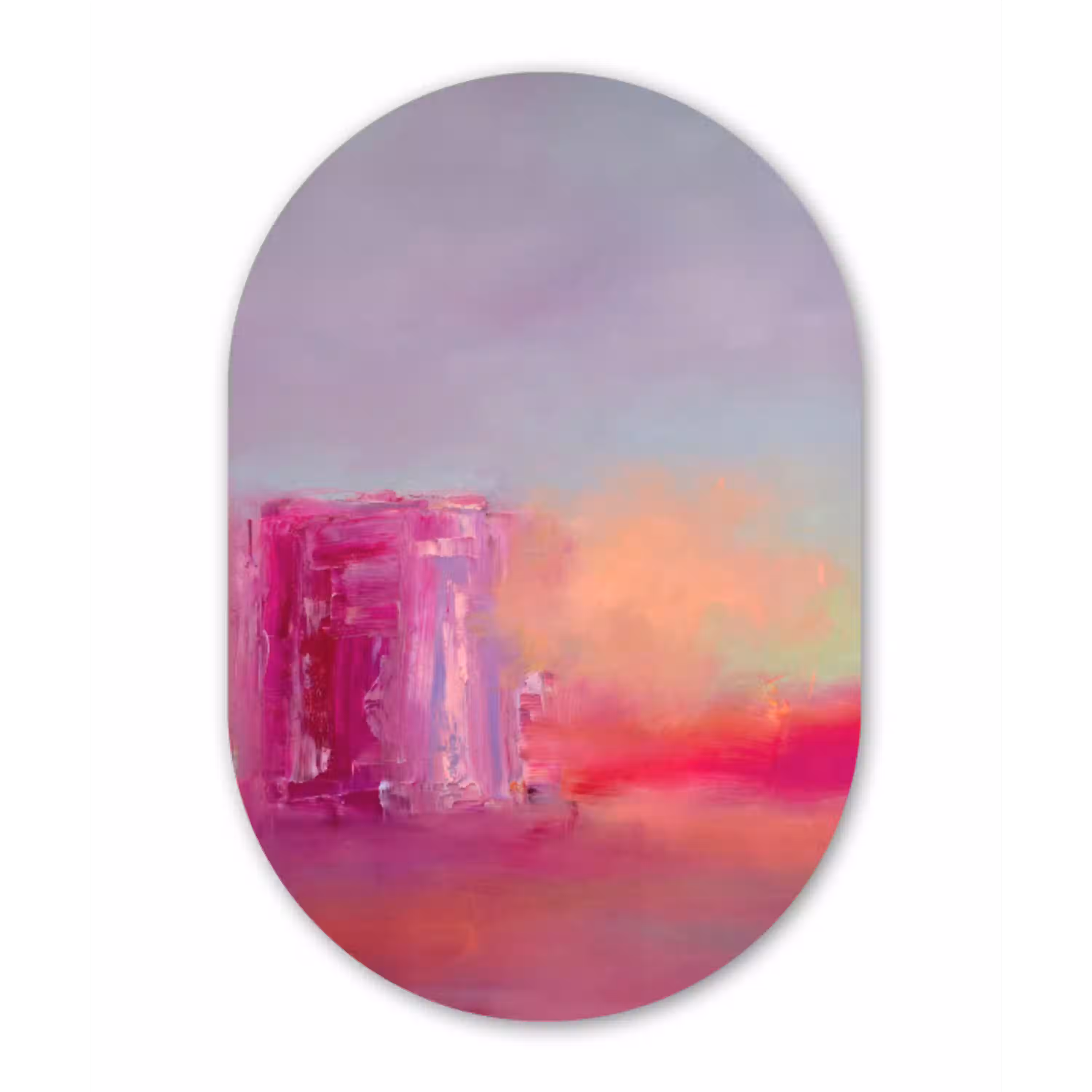 Abstract - Kleuren - Modern - Roze Wandcirkel Ovaal Aluminium middel -3d