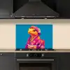 Bloemenkrans - Hagedis - Kimono - Paars keuken achterwand spatscherm klein -sfeer1