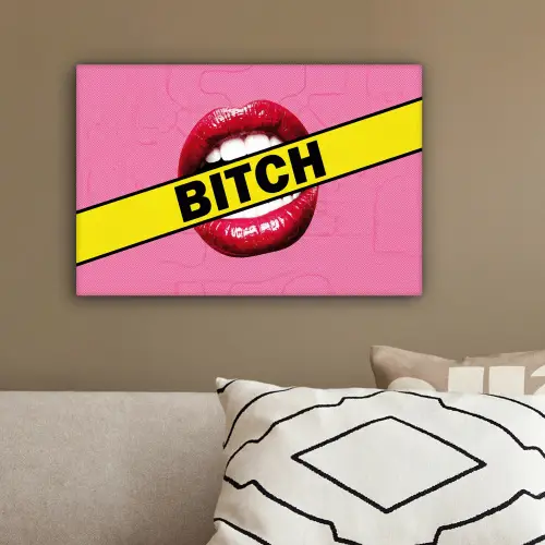 Lippen - Tekst - Kleurrijk canvas 2cm klein -sfeer3
