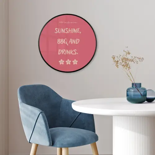 BBQ - Quote - Roze - Zomer Fotolijst rond zonder passe partout klein -sfeer2
