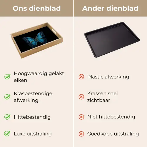 Vlinder - Blauw - Contrast Dienblad Rechthoek middel -USP_VergelijkingNL
