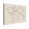 Wereldkaart - Simpel - Vliegtuig Tuinposter op houten frame 2 cm dik klein -3d