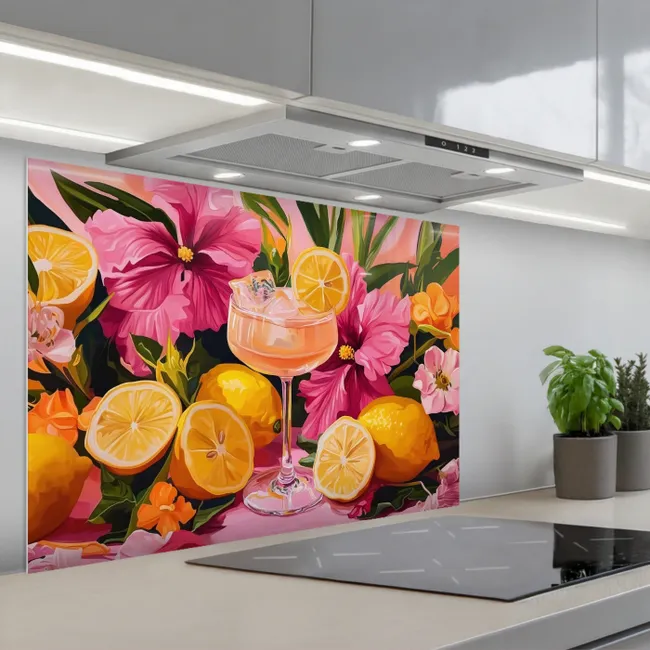 Fond de hotte - Boisson - Fleurs - Jaune