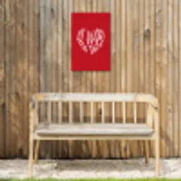 Rood - Hart- Tekst - Valentijn Tuinposter op houten frame 2 cm dik klein -sfeer4