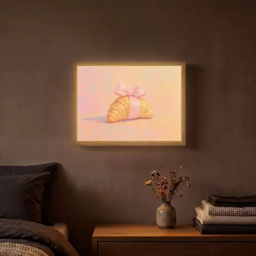 Croissant - Strik - Roze Light Box met batterij (Wandlamp) middel -sfeer4