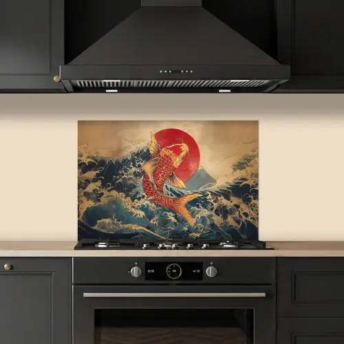 Koi - Zee - Golven - Zon keuken achterwand spatscherm klein -sfeer1