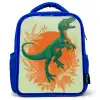 Dinosaurus - Groen - Planten - Cirkel Kinderrugzak - Blauw middel -3d