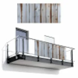 Hout - Planken - Verweerd Balkonbeschermer Duitsland klein -3d