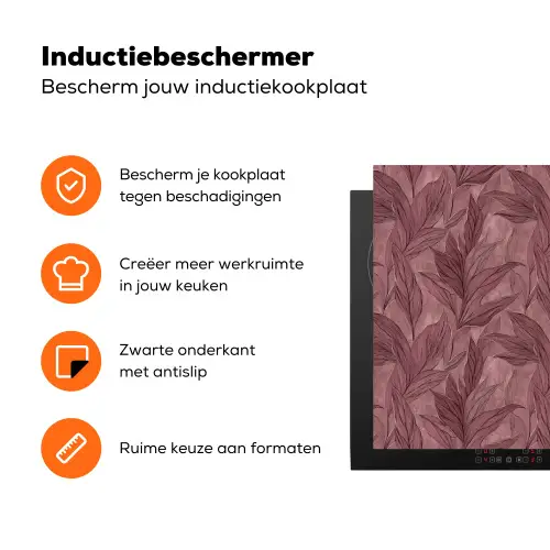 Bladeren - Patroon - Paars Inductie beschermer vinyl 3mm klein 276 -zzzzzzz-td-ups
