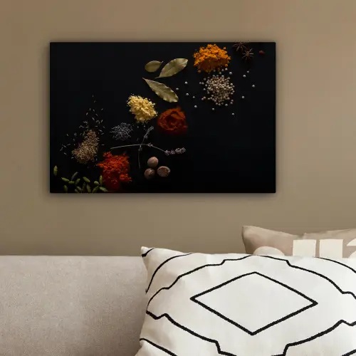 Kruiden - Zwart - Specerijen - Keuken - Koken canvas 2cm klein -sfeer3