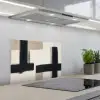 Zwart - Abstract - Japandi keuken achterwand spatscherm klein -3d_schuin