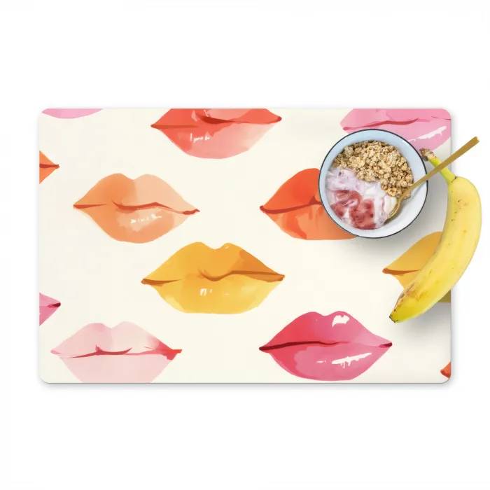 Lippen - Kleurrijk - Glanzend Placemat vinyl groot -zzzproduct_Kitchenyeah-website