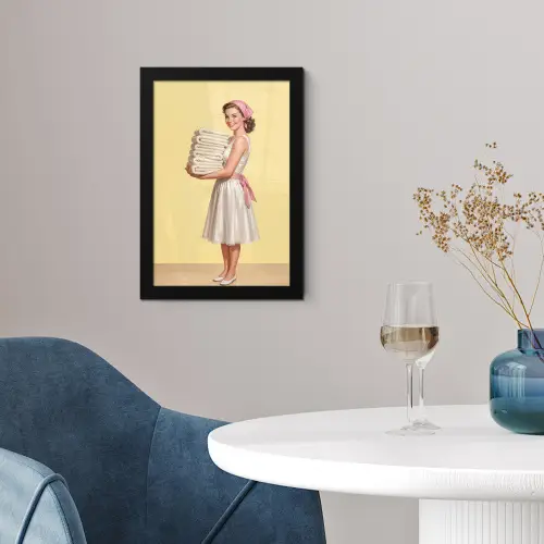 Handdoeken - Vrouw - Jurk - Roze fotolijst zwart zonder passe partout klein -sfeer4