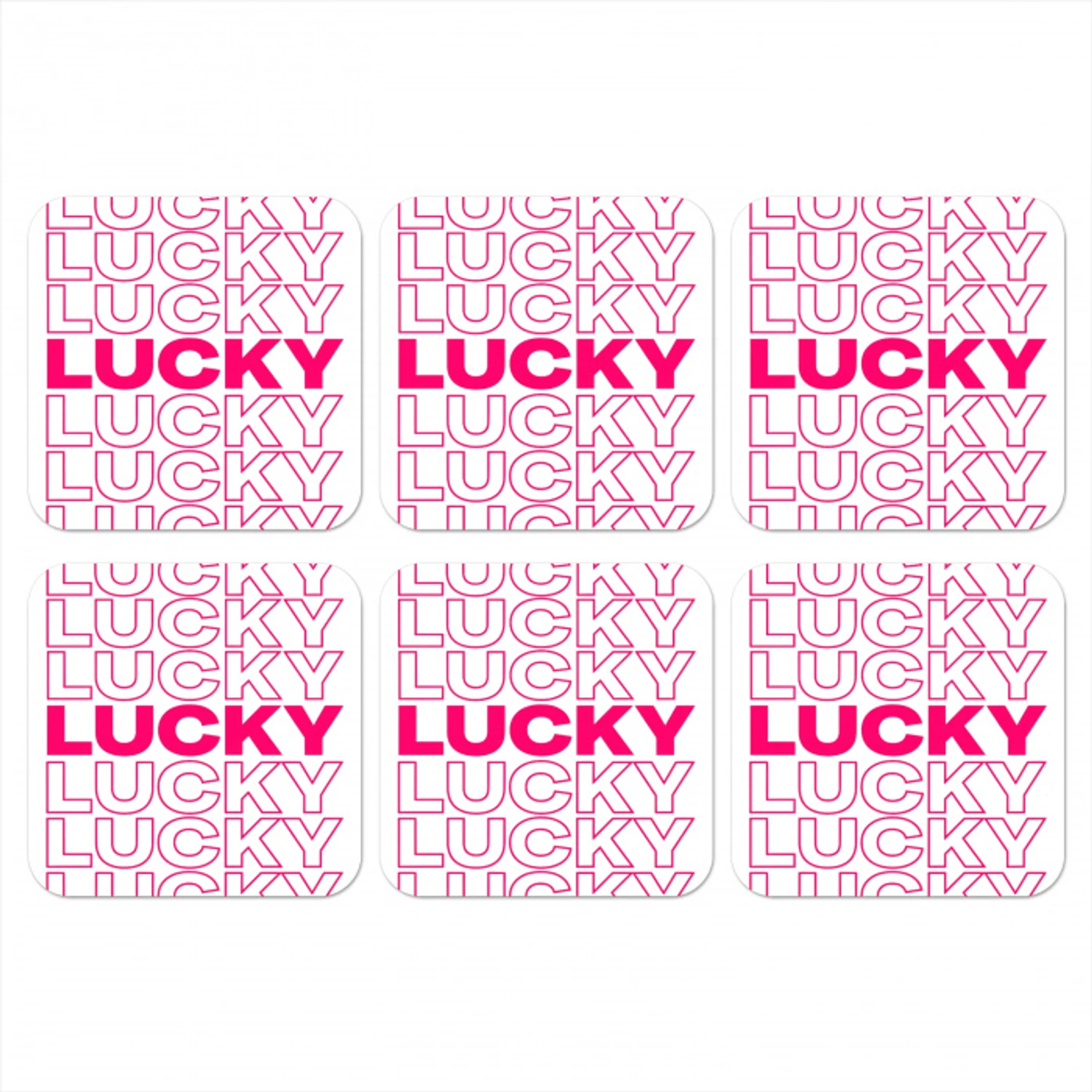 Lucky - Roze - Patroon onderzetter kurk middel -3d