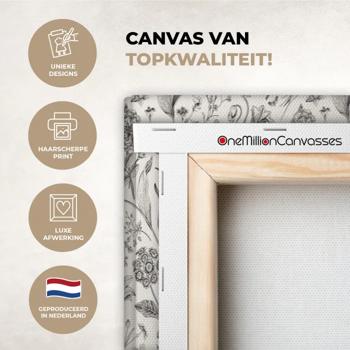 Classic - Black - White - Floral canvas 2cm xxl 828 -sfeer2