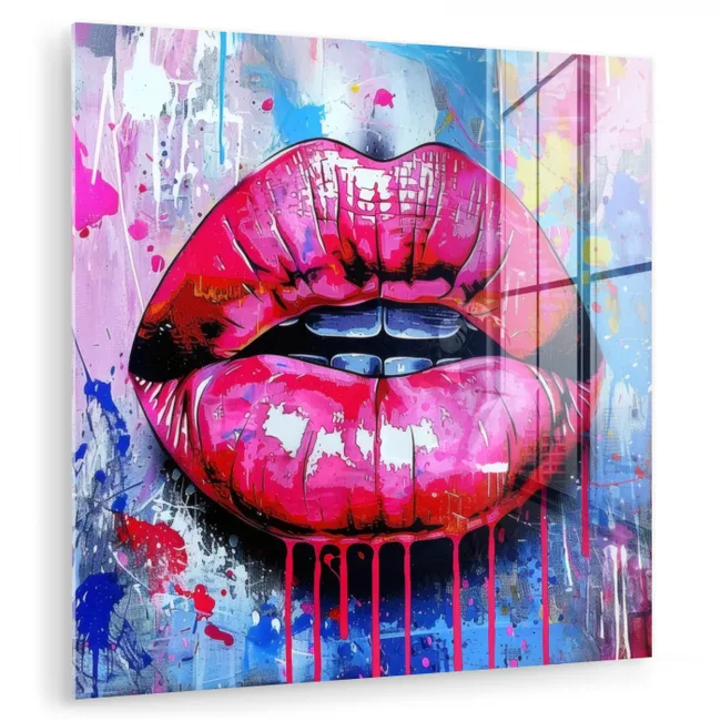 Graffiti - Lippen - Felroze - Geschilderd plexiglas 5mm klein -zzzproduct_nieuw
