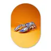 Kreeft - Delftsblauw - Schild - Stoer - Oranje Wandcirkel Ovaal Glas middel -3d