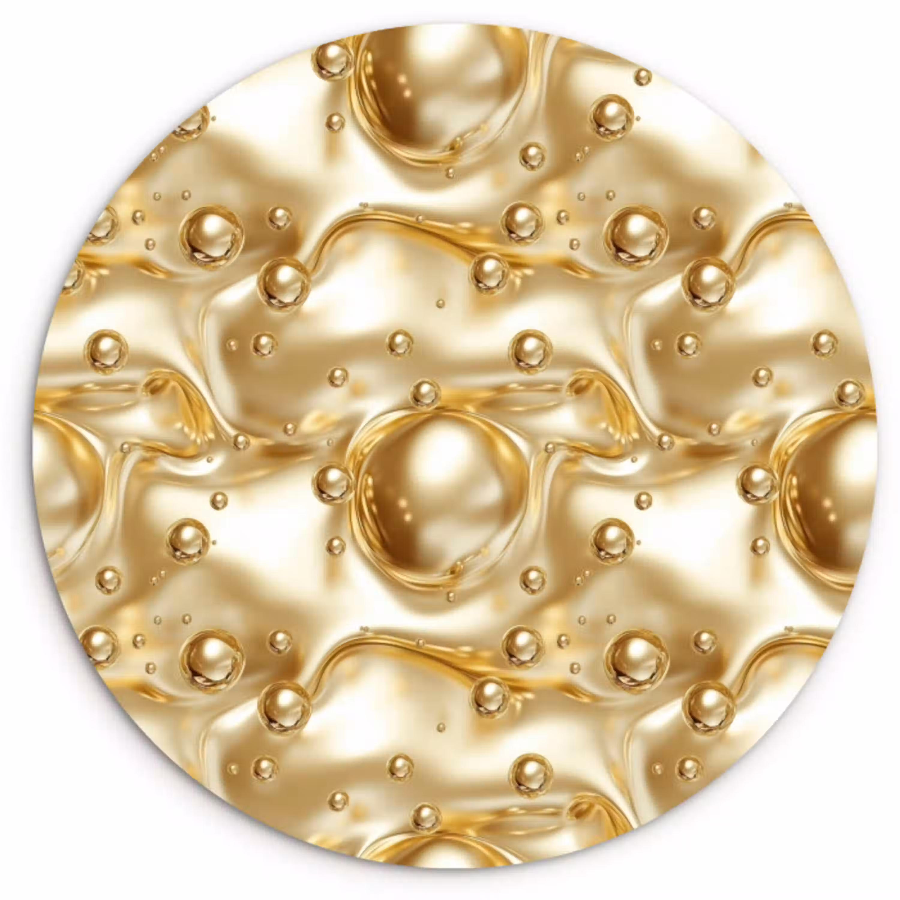 Vloeibaar - Druppels - Goud Wandcirkel kunststof plaat 5mm dik klein 188 -3d