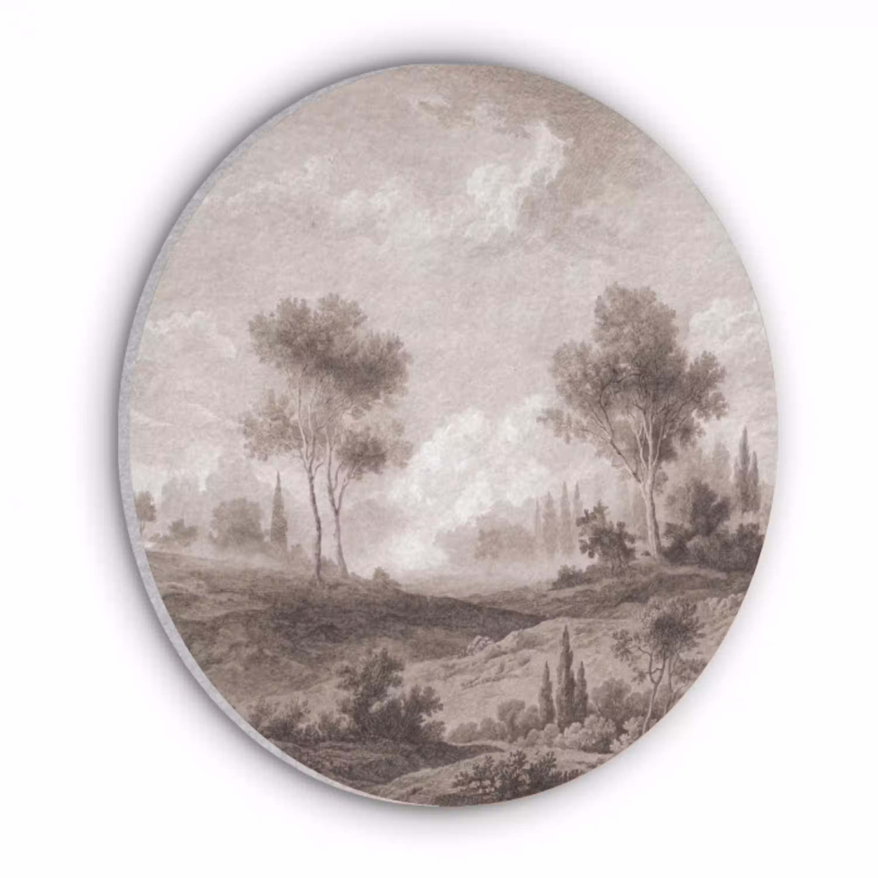 Klassiek - Landschap - Neutraal Akoestische PET Vilt - Rond klein -3d
