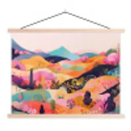 Golvende heuvels - Abstracte planten - Dromerig textielposter latten blank klein -3d