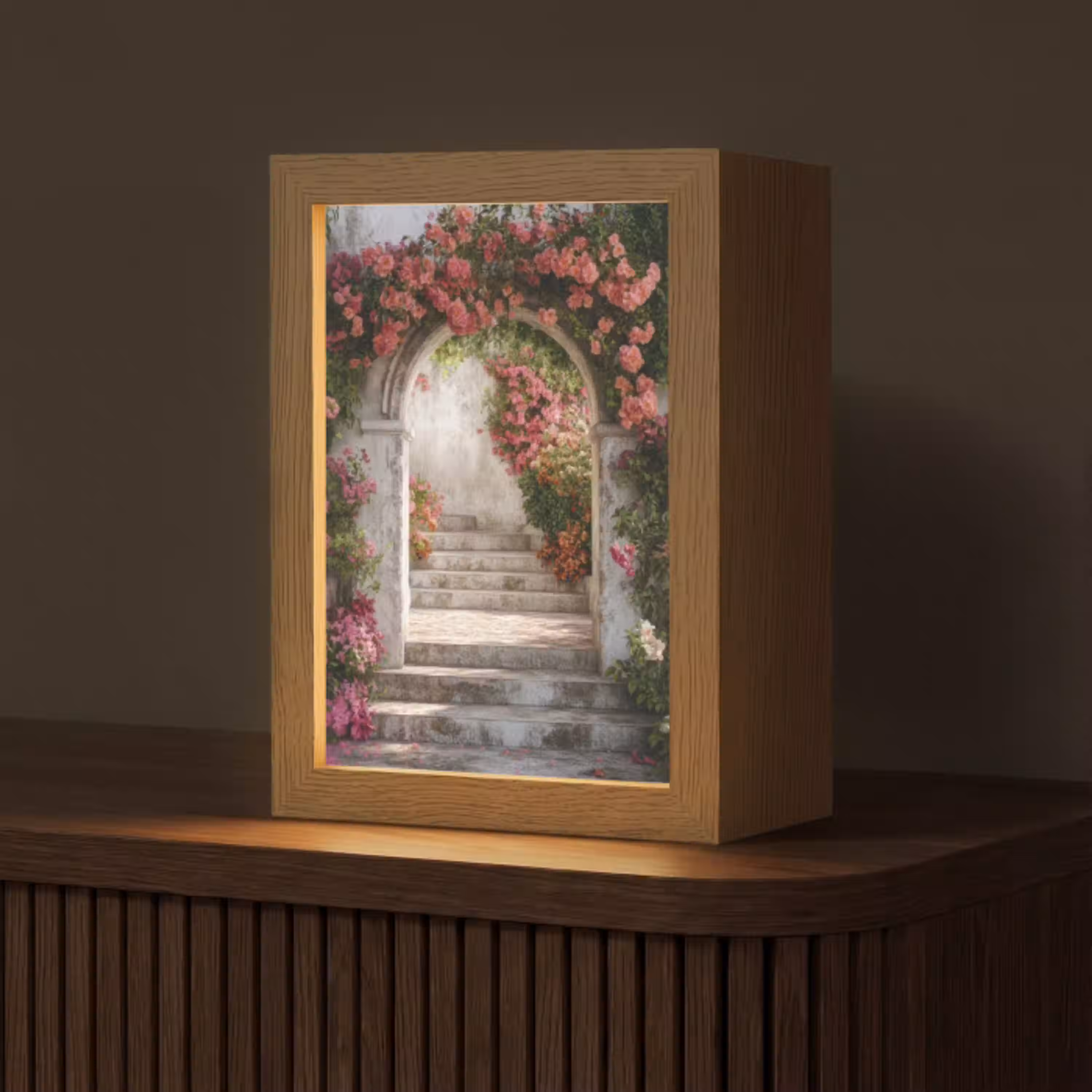 Doorkijk - Rozen - Vintage - Poort Light Box met kabel (Tafellamp) klein -z3d_website