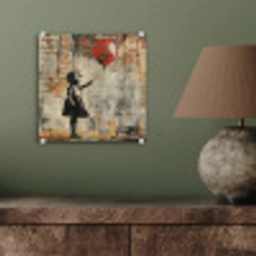 Graffiti - Banksy - Meisje - Street art plexiglas 5mm klein -sfeer3