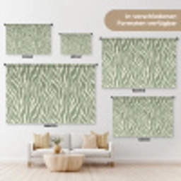 Zebra - Motief - Groen Wandkleed katoen klein 269 -tsfeer8_DE