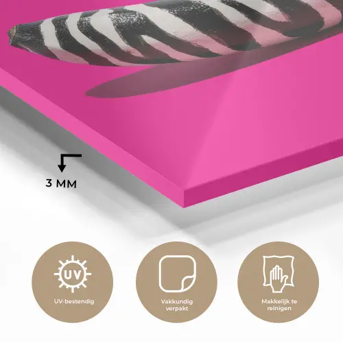 Banaan - Zebraprint - Roze plexiglas 5mm klein -sfeer2