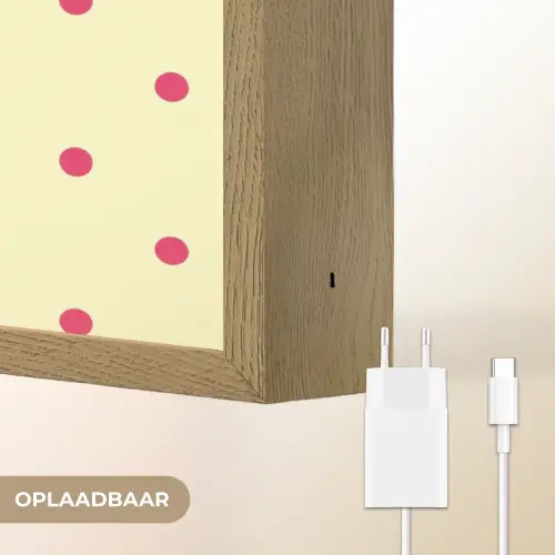 Nice - Stippen - Roze - Geel Light Box met batterij (Wandlamp) middel -USP_websiteoplaadbaarNL