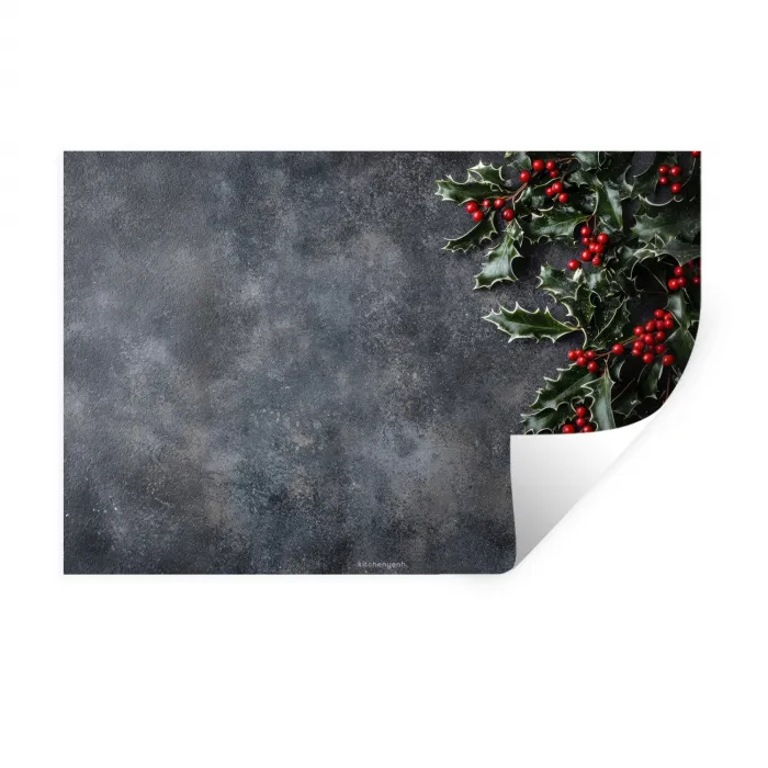 Winter - Hulst - Kerst - Beton Muursticker klein -3d