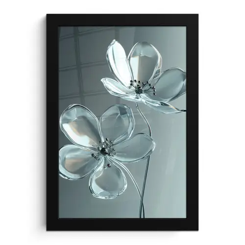 Kristal - Bloemen - Grijs fotolijst zwart zonder passe partout klein -3d