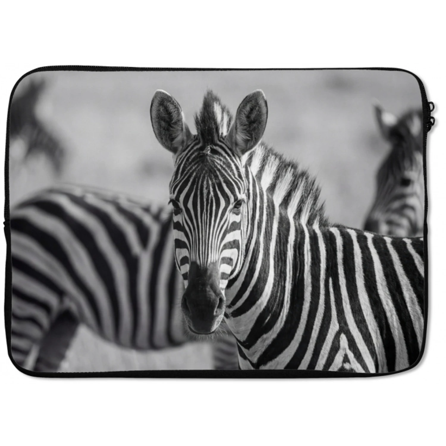 Zebra's - Zwart - Wit laptophoes neopreen klein -zkaufland3dotto