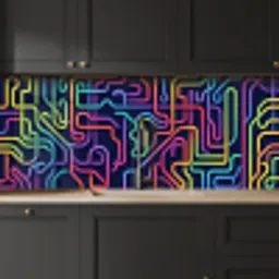 Retro - Abstract - Neon keuken achterwand 2 middel -sfeer1