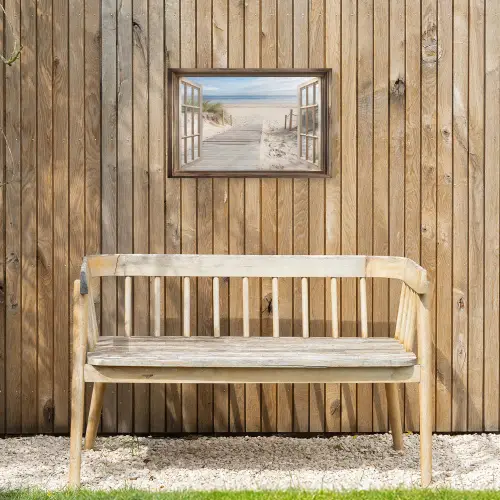 Doorkijk - Strand - Duinen - Pad - Landschap Tuinposter op houten frame 2 cm dik klein -sfeer4