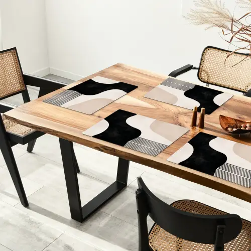 Abstract - Japandi - Beige - Modern Placemat vinyl groot -zzsfeer4_Kitchenyeah-website
