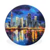 Skyline Toronto - Modern - Stadslicht - Blauw Wandcirkel aluminium klein -3d