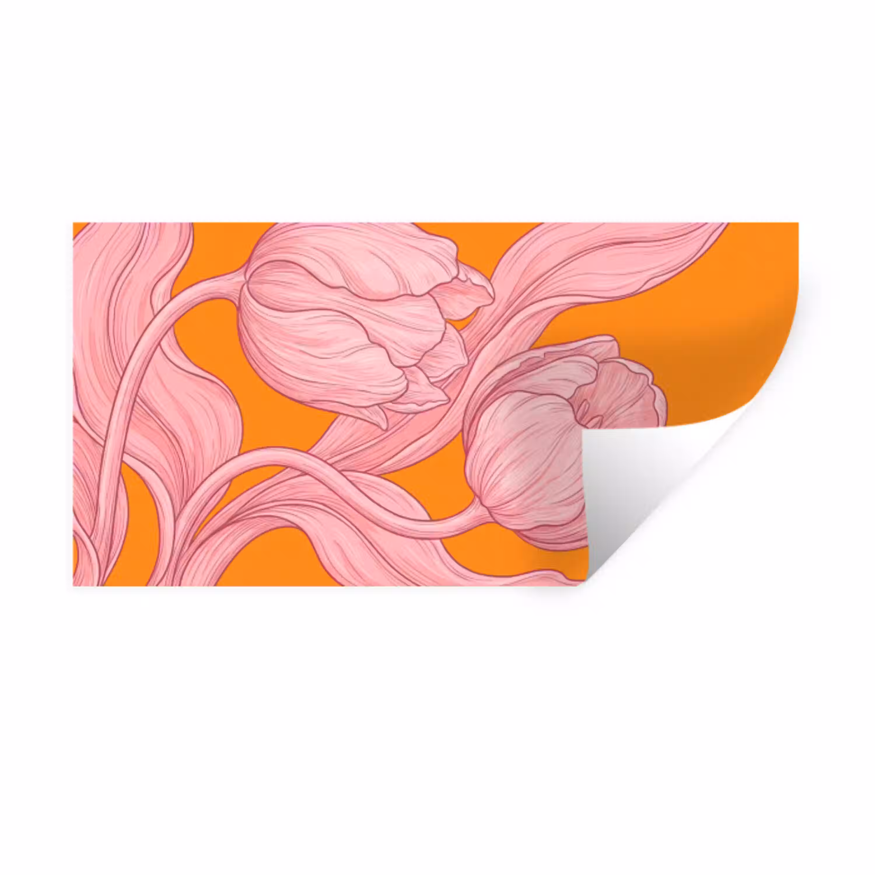 Roze bloemen - Modern Muursticker klein -3d