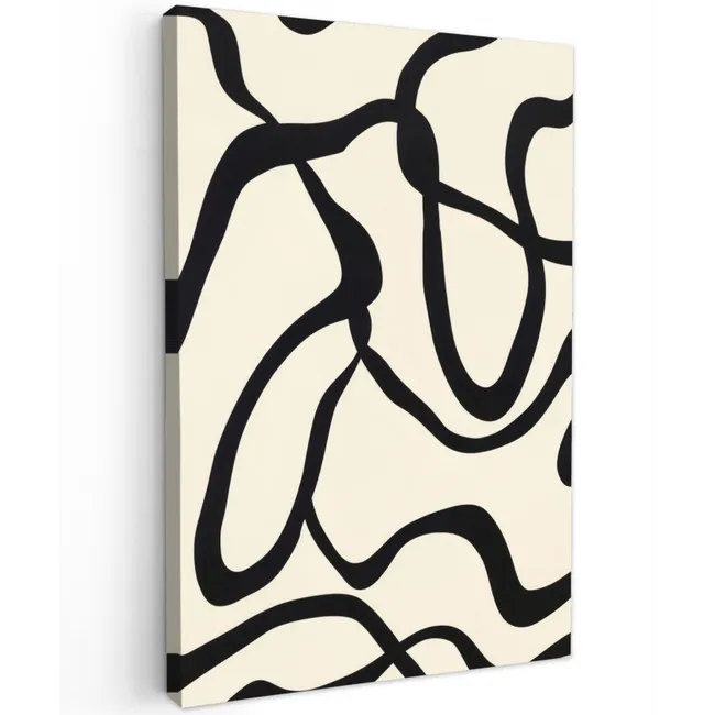 Abstract - Lijnen - Modern - Beige Tuinposter op houten frame 2 cm dik klein -3d