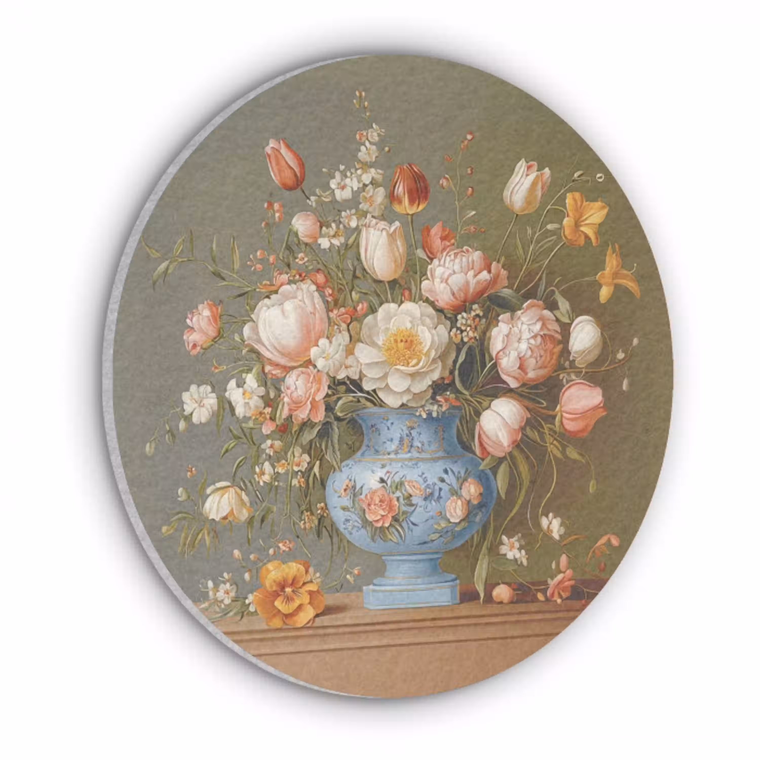 Neutral - Bloemen - Boeket - Vaas Akoestische PET Vilt - Rond klein -3d