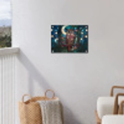 Uil - Mozaïek - Maan - Nacht tuinposter los doek klein -sfeer8