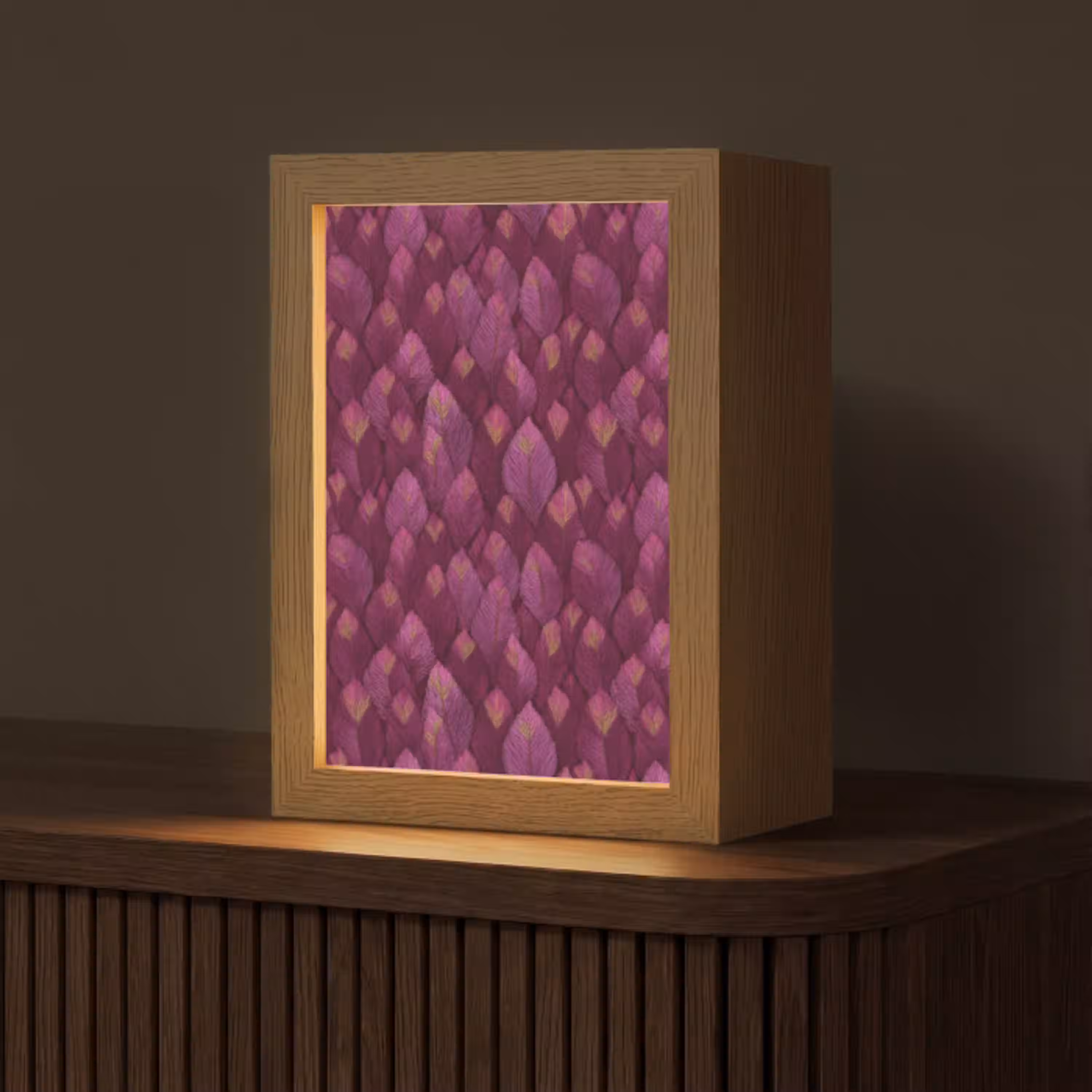 Bladeren - Patroon - Burgundy Light Box met kabel (Tafellamp) klein 925 -z3d_website