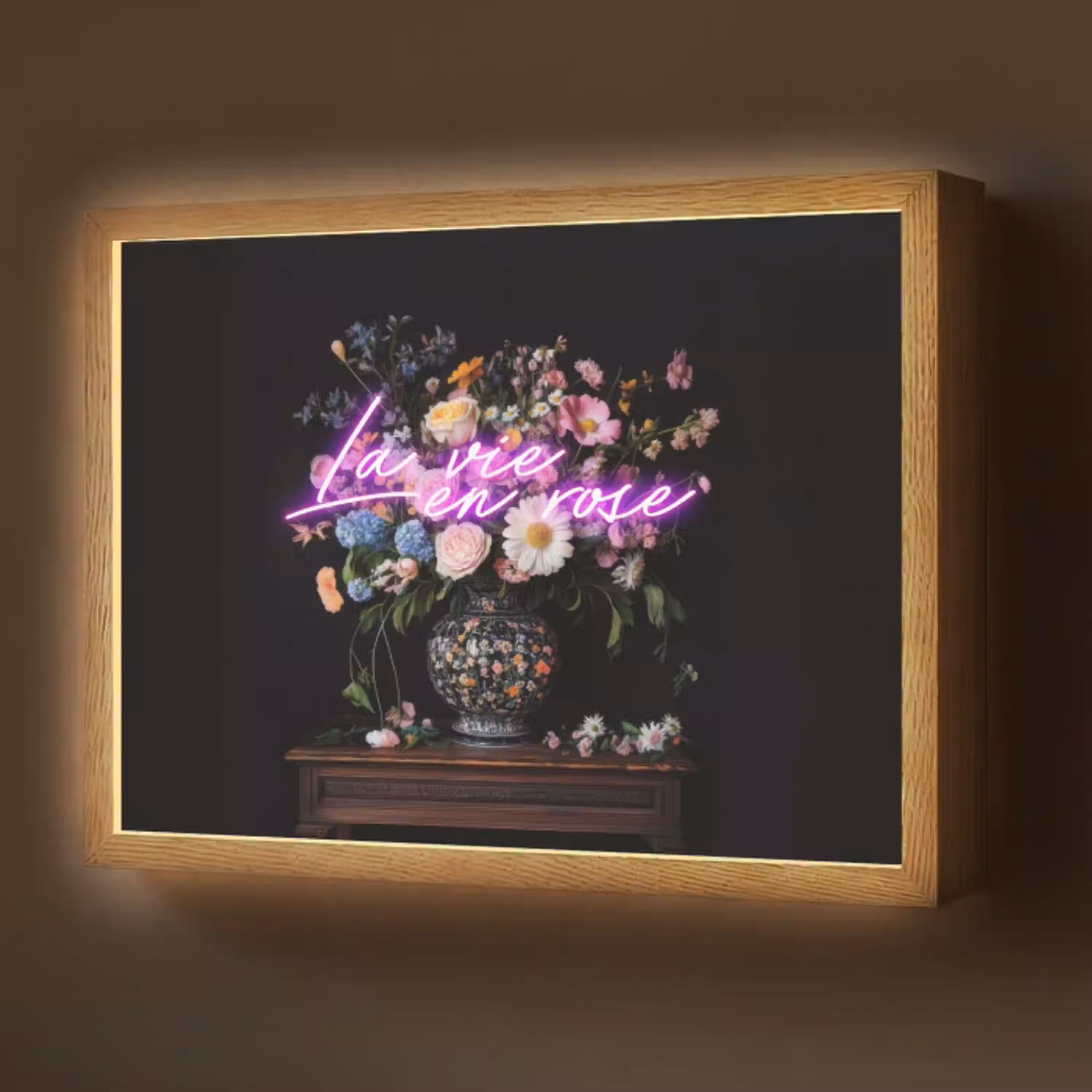 Neon - Vaas - Bloemen Light Box met batterij (Wandlamp) middel -z3d_website