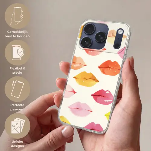Lippen - Kleurrijk - Glanzend Telefoonhoesje iPhone 17 Pro klein -sfeer3_NL