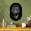Leeuw - Dieren - Zwart - Wit Wandcirkel Ovaal Forex klein -sfeer2