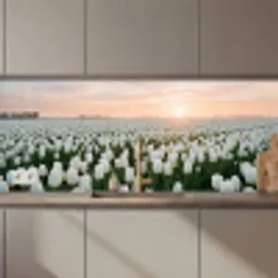 Tulpen - Landschap - Wit keuken achterwand 2 middel zz_3dshopping