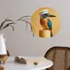 Ijsvogel - Pilaar - Koksmuts - Vogel Wandcirkel behangsticker klein -sfeer3